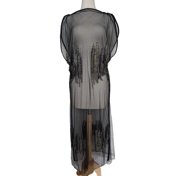 Maiyet Black Sheer Beaded Embellished Overlay Evening Dress - Size 36 (US 4) - Picture 1 of 11